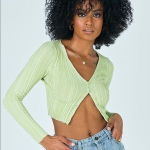 Princess Polly Mariah Cropped Cardigan Green